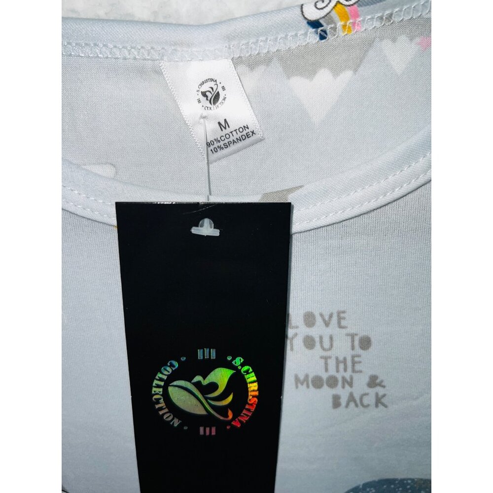 Misses MediumWhimsical Moon & Rainbow Graphic T Shirt Dress Light Gray - Picture 3 of 5